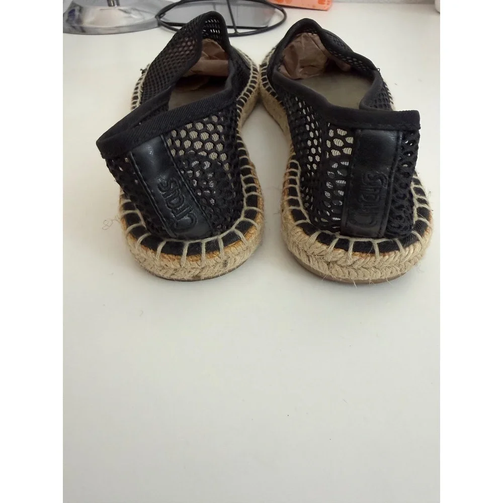 Circus by Sam Edelman Black Mesh Espadrille Flats Slip On Shoes Womens